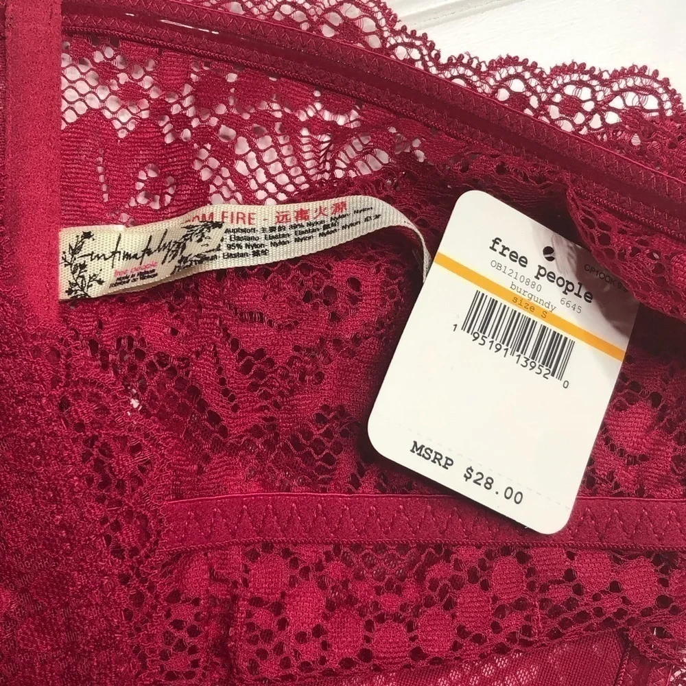 Free People Lacey Looks Bandeau burgundy NWT small
